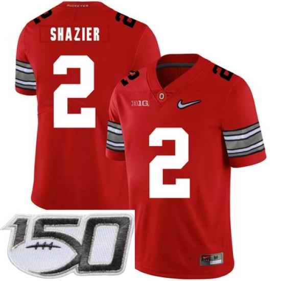 Ohio State Buckeyes 2 Ryan Shazier Red Diamond Nike Logo College Football Stitched 150th Anniversary Patch Jersey